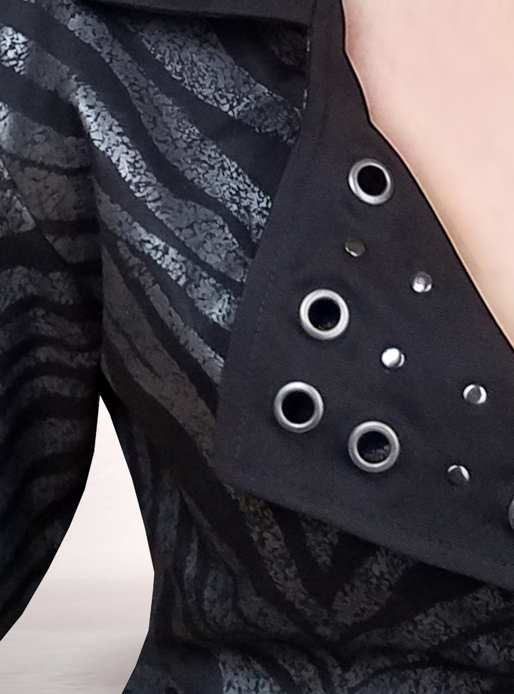 closeup zebra print gunmetal