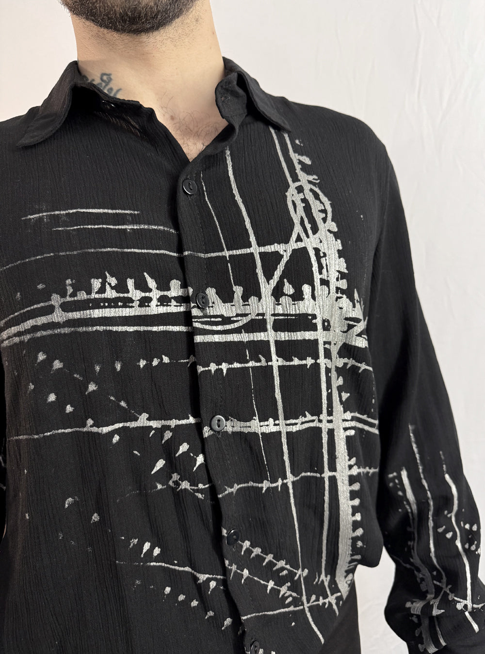 Cable Birds Button Down Shirt Men