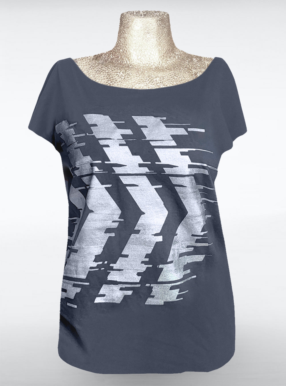 glitch-shirt-women-anthracite-silver-cyberpunk | HybridPunkBerlin