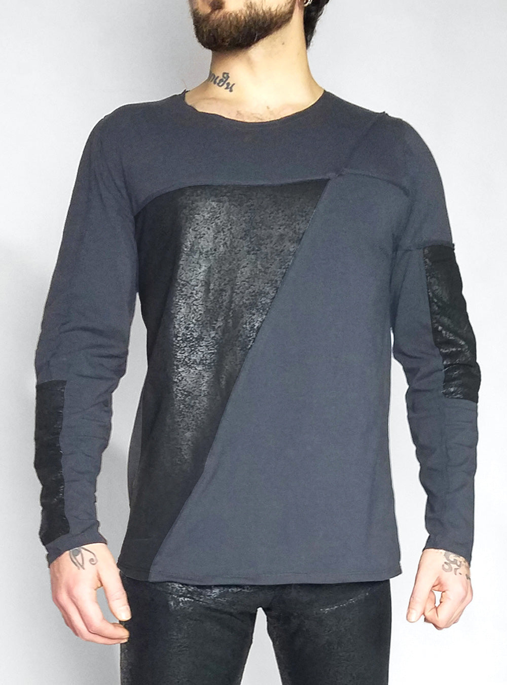 Longsleeve-cleather-men-anthracite | HybridPunkBerlin