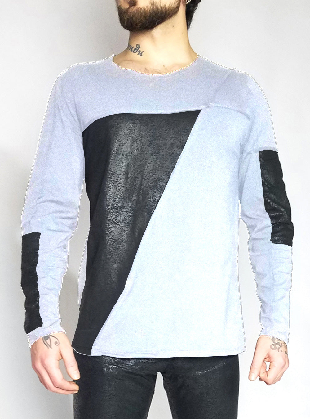 Longsleeve-cleather-men-white-cyberpunk | HybridPunkBerlin