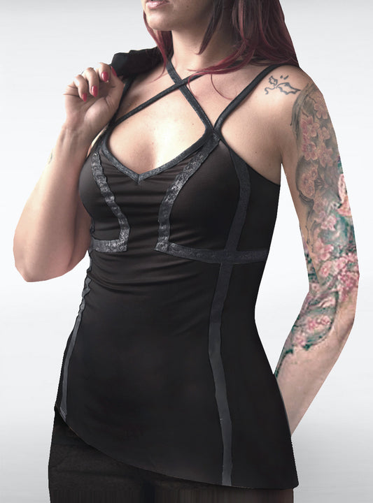 Rib-cage-top-women-black-and-black | HybridPunkBerlin