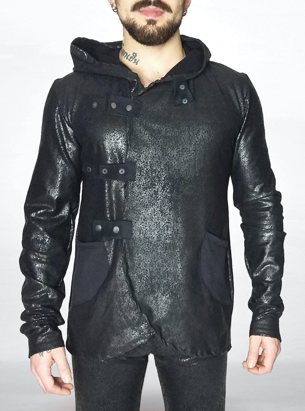 Vegan-Leather-Hoodie-Black-for-Men | HybridPunkBerlin