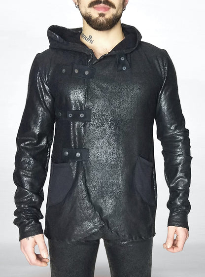 Vegan-Leather-Hoodie-Black-for-Men | HybridPunkBerlin