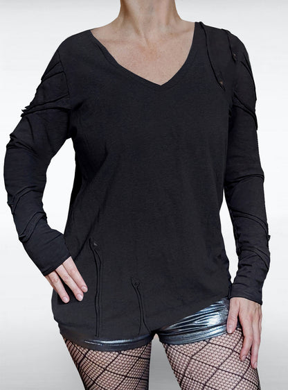belen-longsleeve-wide-black-women-cyberpunk-casual | HybridPunkBerlin
