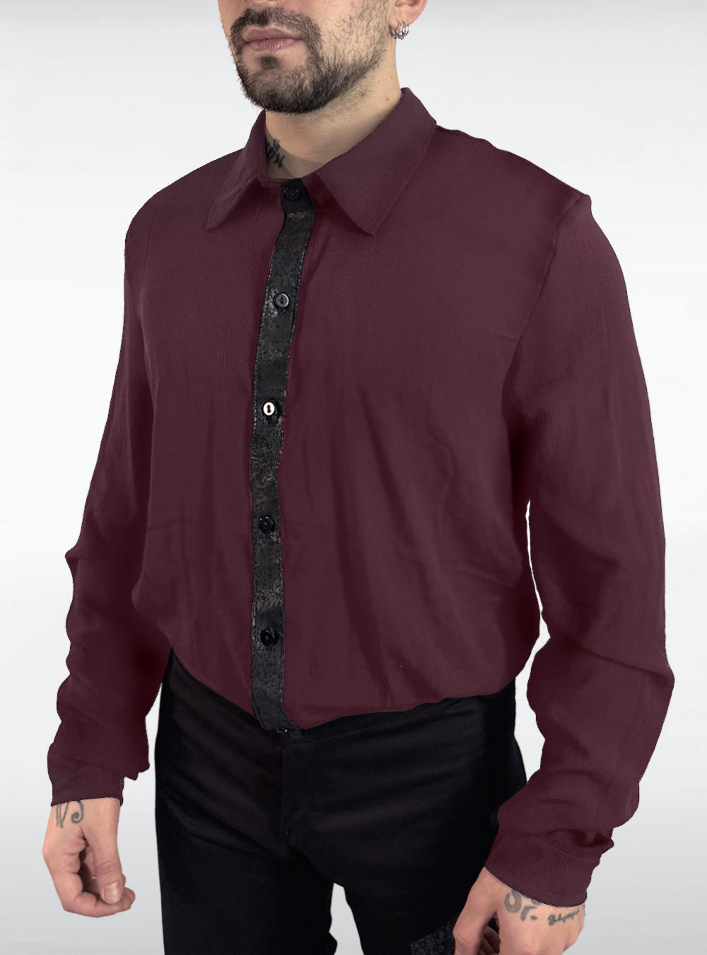 button-down-shirt-summer-viscose-gothic-randy-bordeaux | HybridPunkBerlin