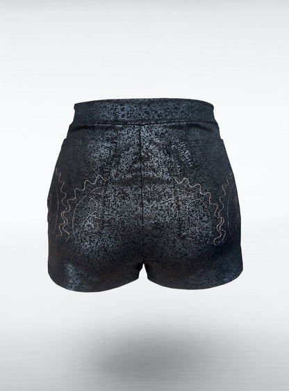 cleather-short-women-black-back-vegan-leather | HybridPunkBerlin