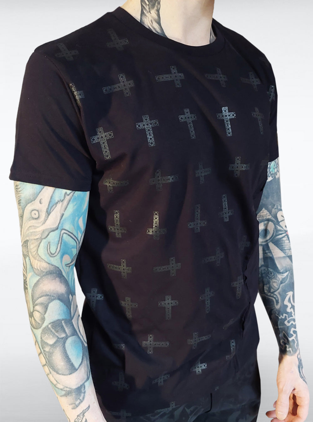 crosses-mens-gothic-shirt-black | HybridPunkBerlin