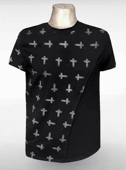 crosses-shirt-men-black-silver-front | HybridPunkBerlin