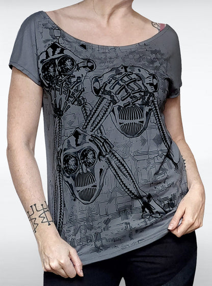 cyber-apes-shirt-women-anthracite-cyberpunk | HybridPunkBerlin