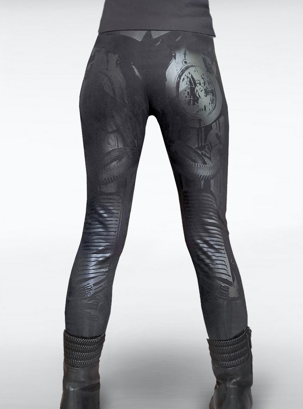 cyberpunk-leggings-black-robot-print-woman | HybridPunkBerlin