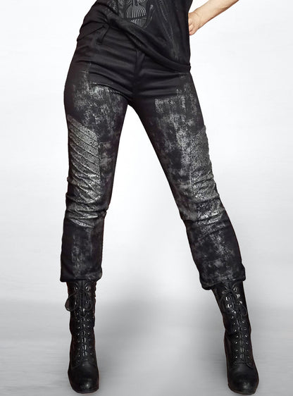 cyberpunk-pants-women-gunmetal-black-silver-straight | HybridPunkBerlin