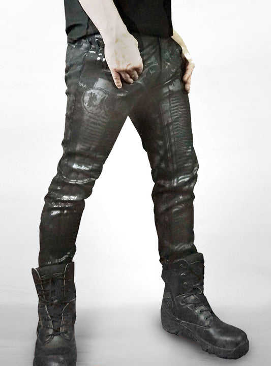cyberrobo-pants-gothic-men-black-robot-print | HybridPunkBerlin