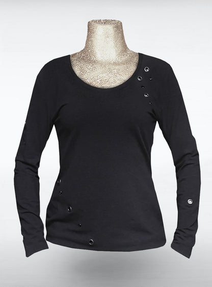 eyelets-longsleeve-black-women-gothic-winter | HybridPunkBerlin