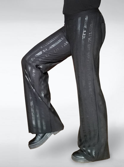 gitano-pants-women-stripes-black-on-black-bootcut | HybridPunkBerlin