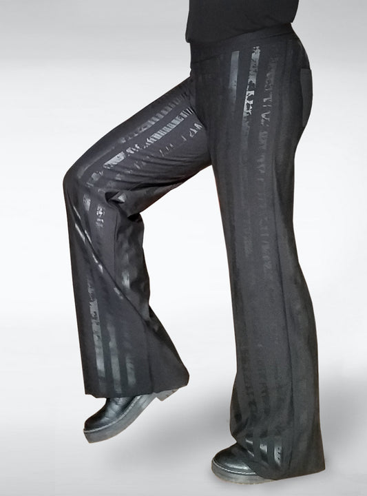 gitano-pants-women-stripes-black-on-black-bootcut | HybridPunkBerlin