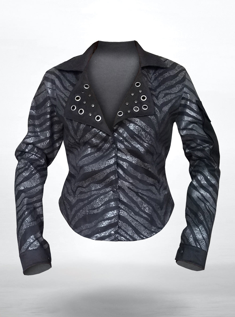 glam-rock-jacket-women-stage-outfit-stripes-silver | HybridPunkBerlin