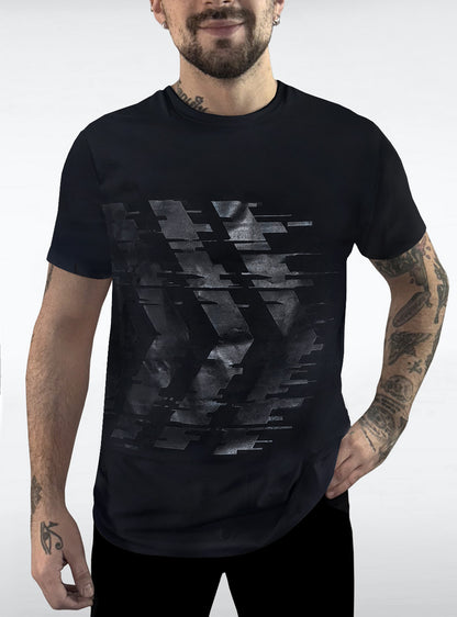 glitch-arrow-shirt-men-black-on-black-nerd-cyberpunk | HybridPunkBerlin