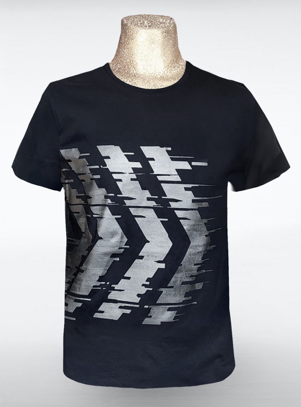 glitch-shirt-men-cyberpunk-silver-black | HybridPunkBerlin
