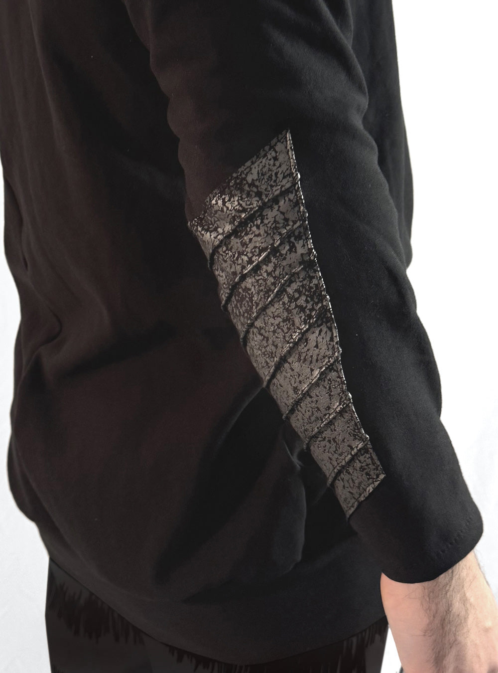 gunmetal-hooded-jacket-cleather-panel-sleeve-detail | HybridPunkBerlin