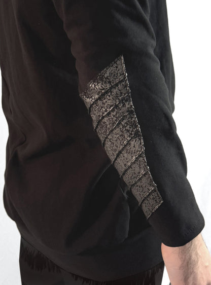 gunmetal-hooded-jacket-cleather-panel-sleeve-detail | HybridPunkBerlin