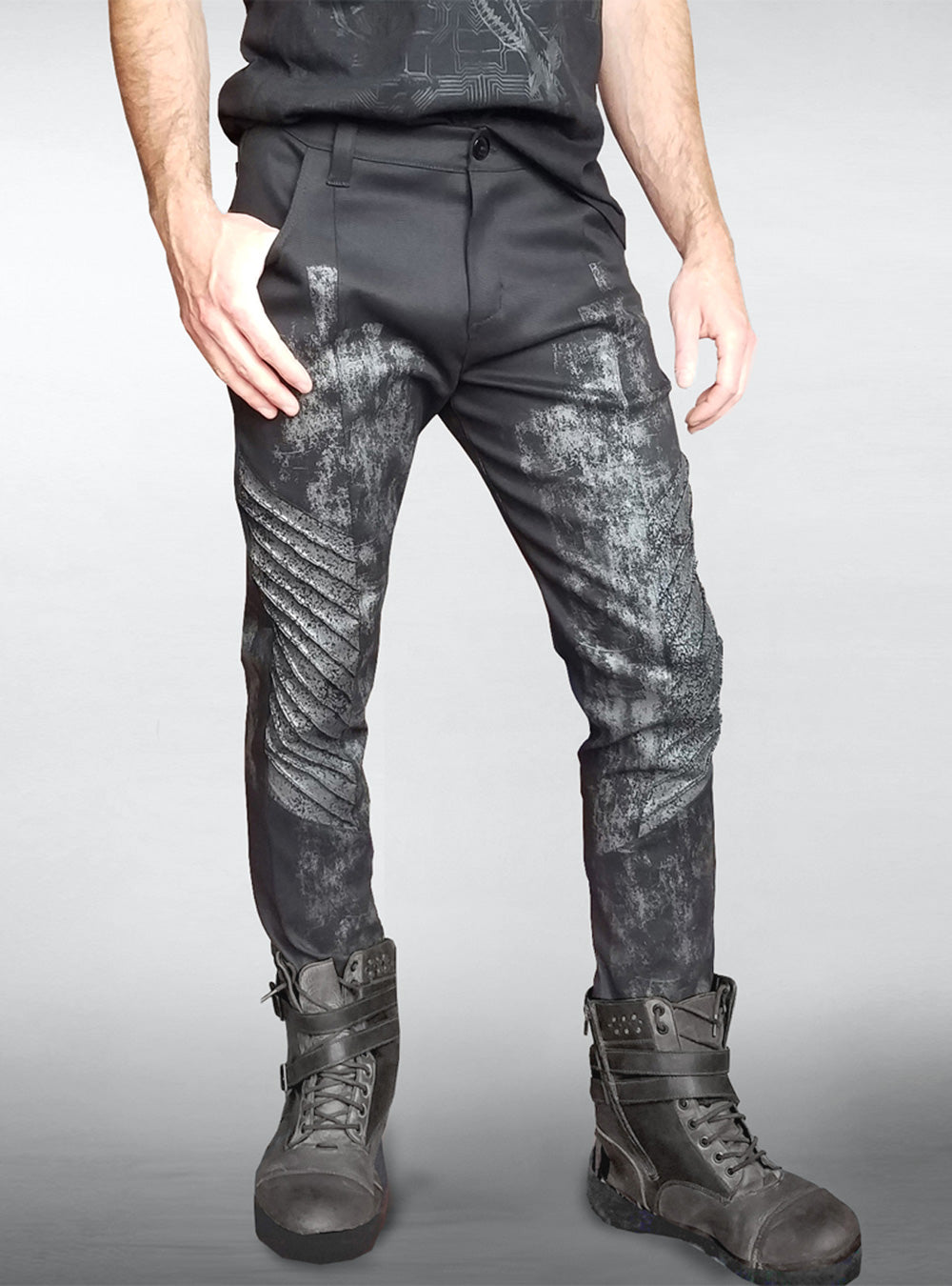 gunmetal-pants-cyberpunk-mens-futuristic-style-silver | HybridPunkBerlin