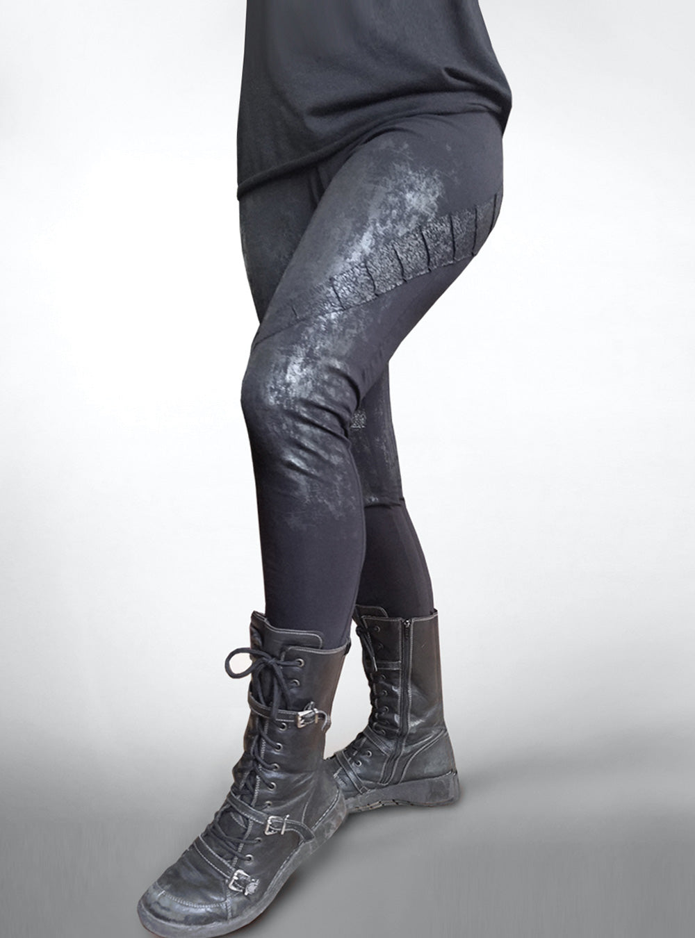 gunmetal-pants-legging-women-black-silver-cyberpunk | HybridPunkBerlin