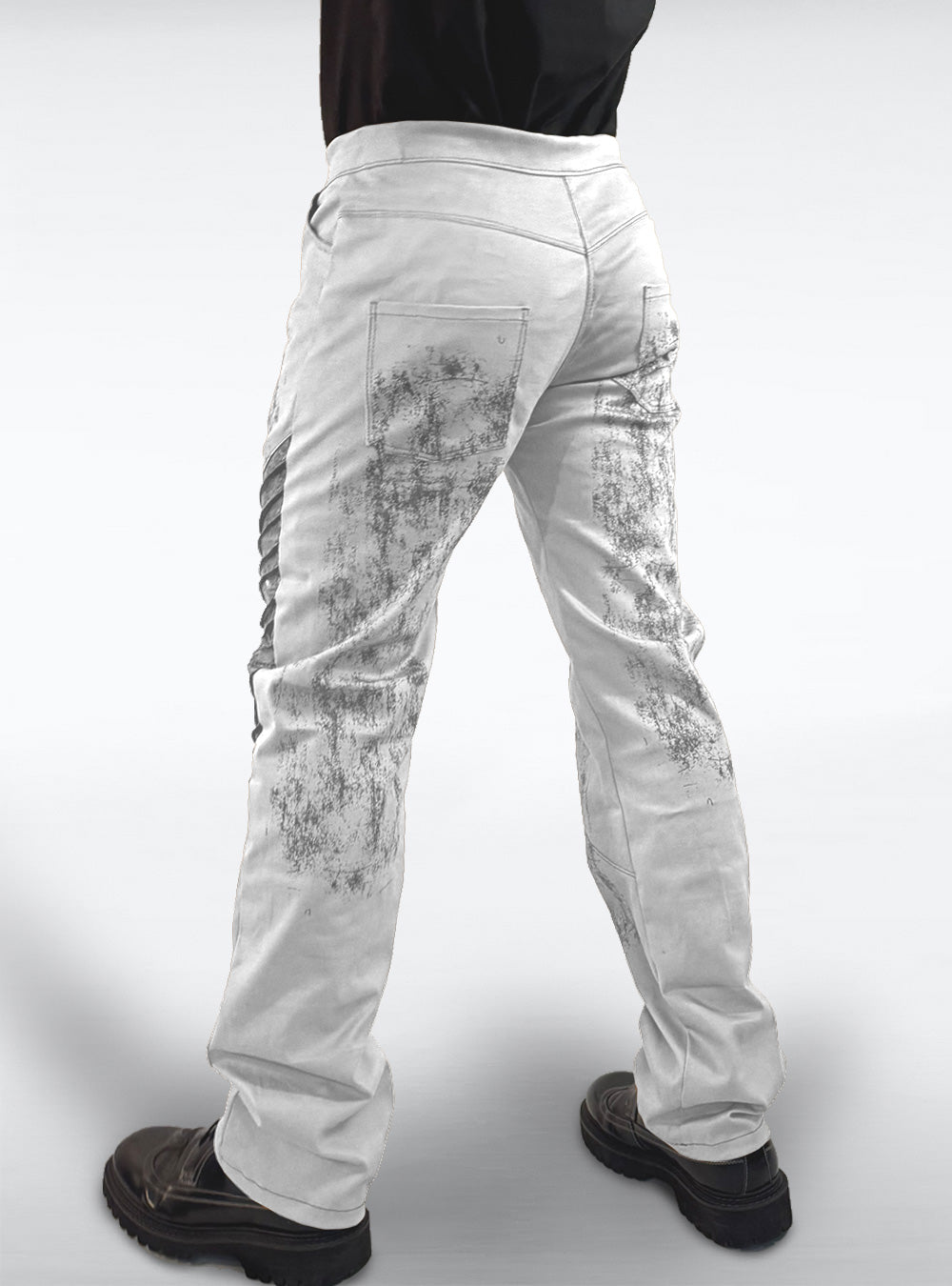 gunmetal-pants-men-white-silver-cyberpunk-back | HybridPunkBerlin