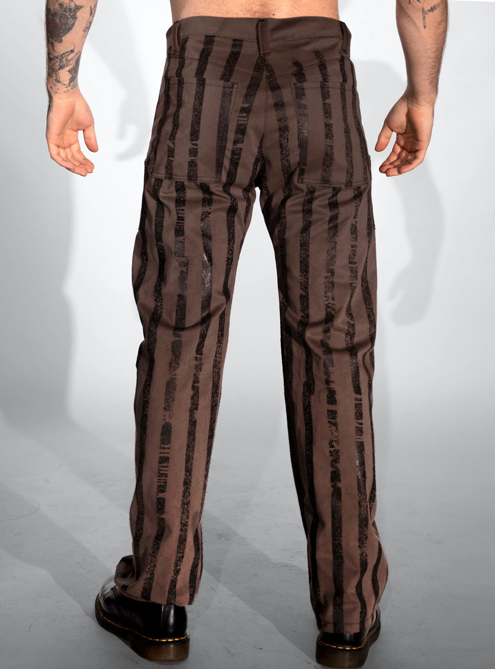 gypsy-pants-men-striped-steampunk-brown-black-back | HybridPunkBerlin