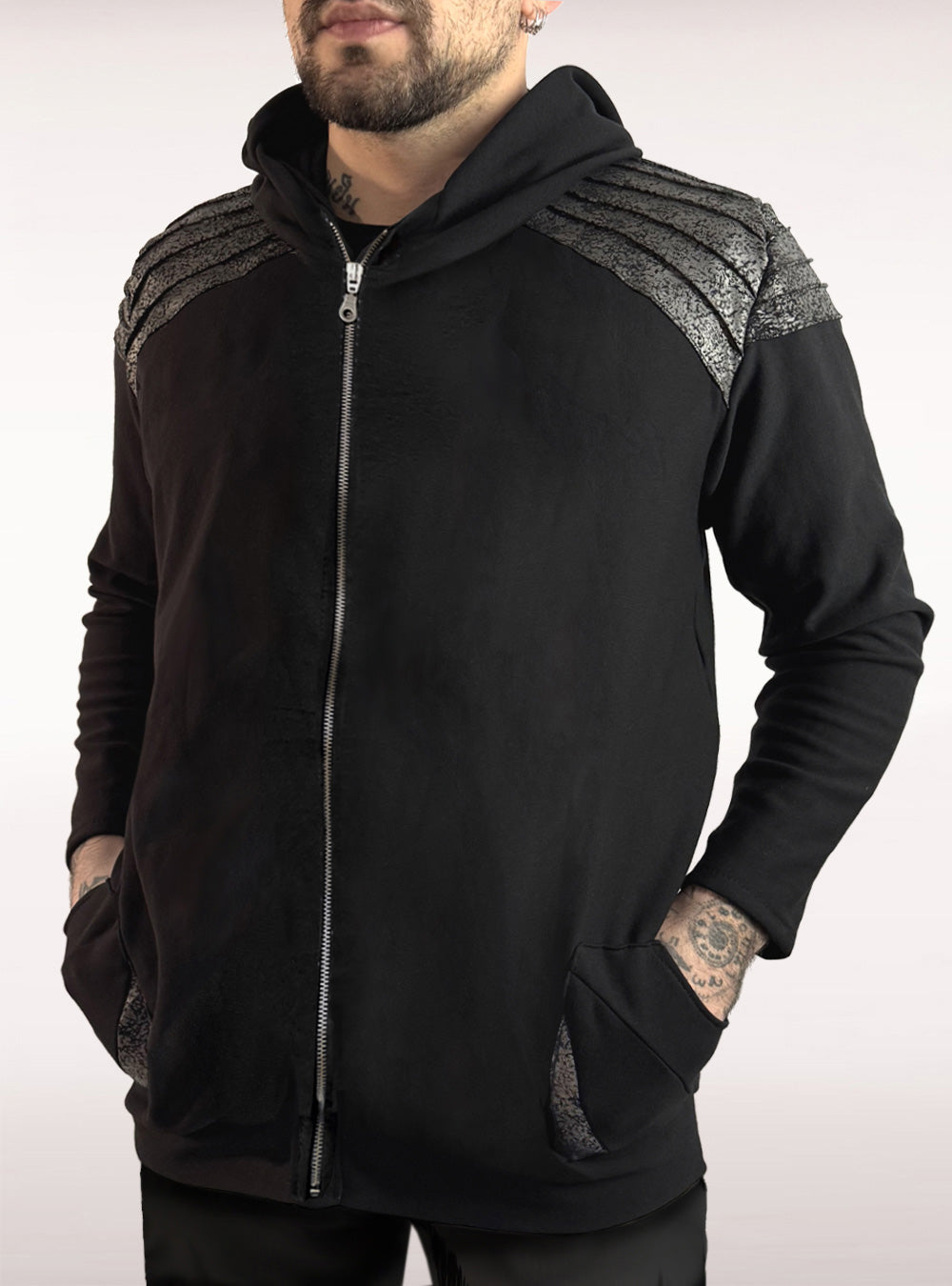 hoodie-gunmetal-black-cyberpunk-hpb | HybridPunkBerlin