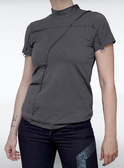 karabiner-longsleeve-women-grey-short-sleeve | HybridPunkBerlin