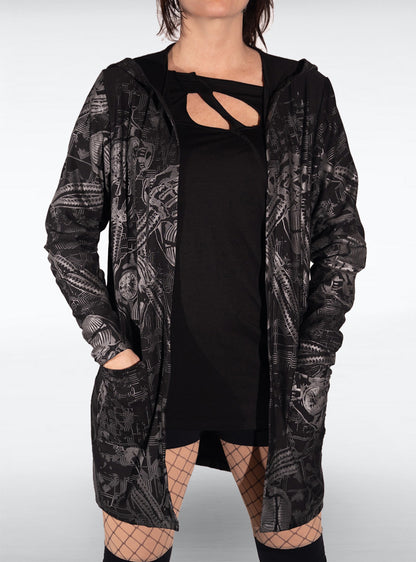 long-hoodie-jacket-women-black-gothic | HybridPunkBerlin