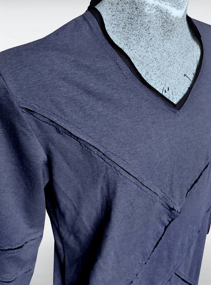 longsleeve-blue-melange-kragen | HybridPunkBerlin