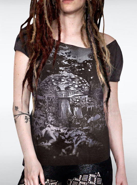 poison-mushroom-shirt-girls-silver-black | HybridPunkBerlin