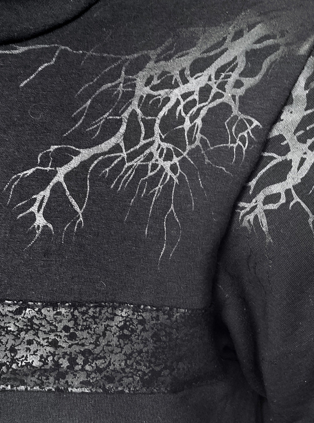 roots-print-hooded-jacket-black-on-black-close-detail | HybridPunkBerlin