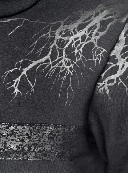 roots-print-hooded-jacket-black-on-black-close-detail | HybridPunkBerlin