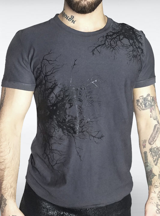 roots-shirt-men-anthracite-black-print | HybridPunkBerlin
