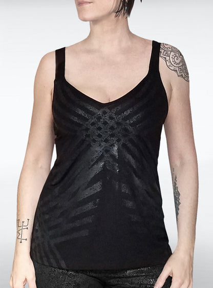 silu-top-shiny-black-on-black-stripes-gothic | HybridPunkBerlin