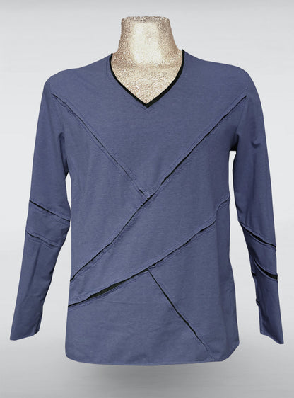 slotted-longsleeve-blue-heather-destroyed-men | HybridPunkBerlin