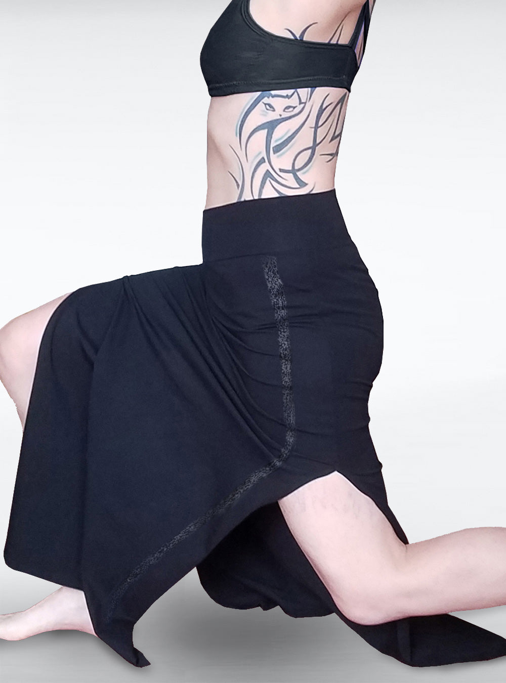 slotted-skirt-long-black-nocture-detail | HybridPunkBerlin