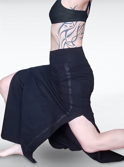 slotted-skirt-long-black-nocture-detail | HybridPunkBerlin