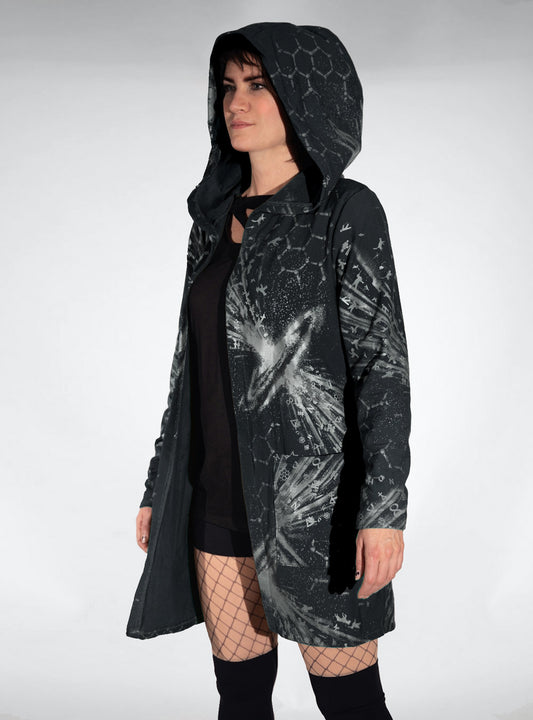 stardust-hoodie-jacket-black-silver-women | HybridPunkBerlin