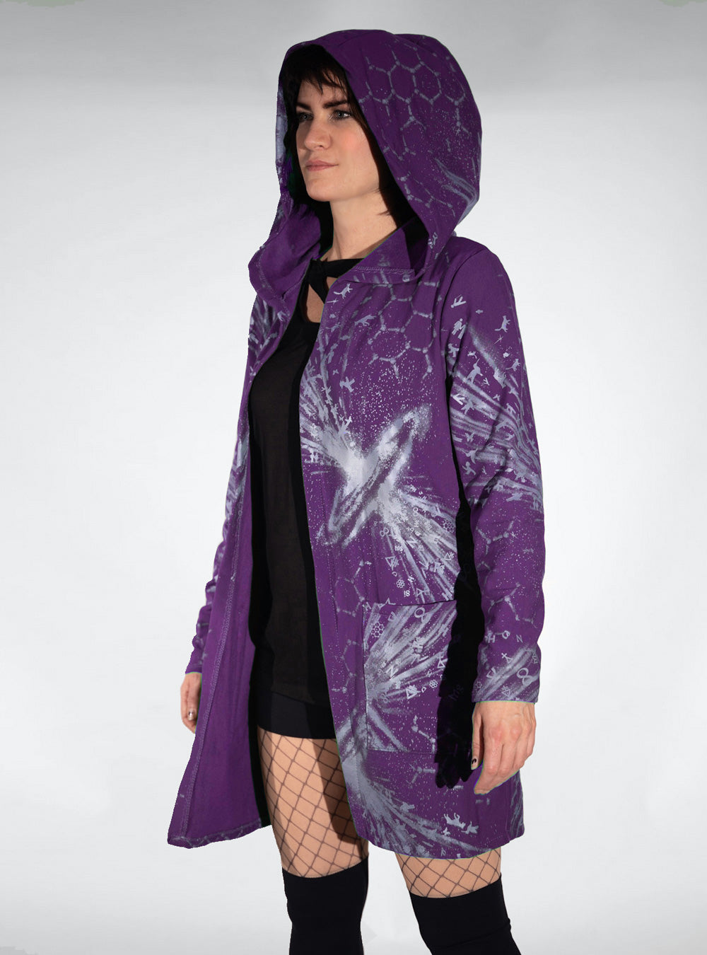 stardust-hoodie-jacket-long-girls-purple-cyberpunk | HybridPunkBerlin
