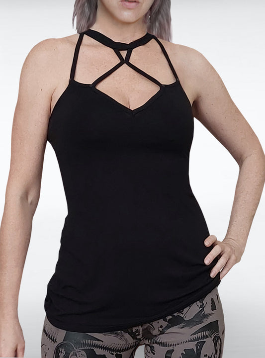 strap-neck-top-black-womens-gothic-basic | HybridPunkBerlin