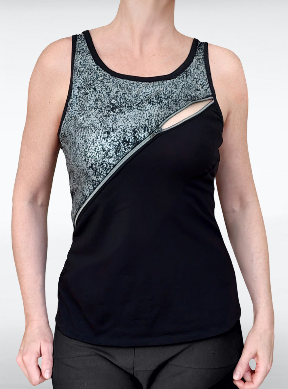takayo-tank-women-silver-black-zipper-cyberpunk | HybridPunkBerlin