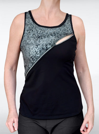 takayo-tank-women-silver-black-zipper-cyberpunk | HybridPunkBerlin