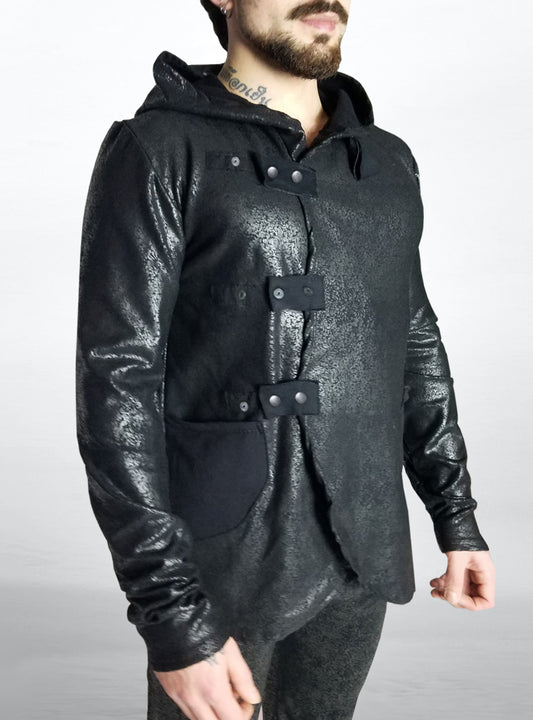 tribu-cleather-hooded-jacket-men-vegan-leather-cyberpunk | HybridPunkBerlin