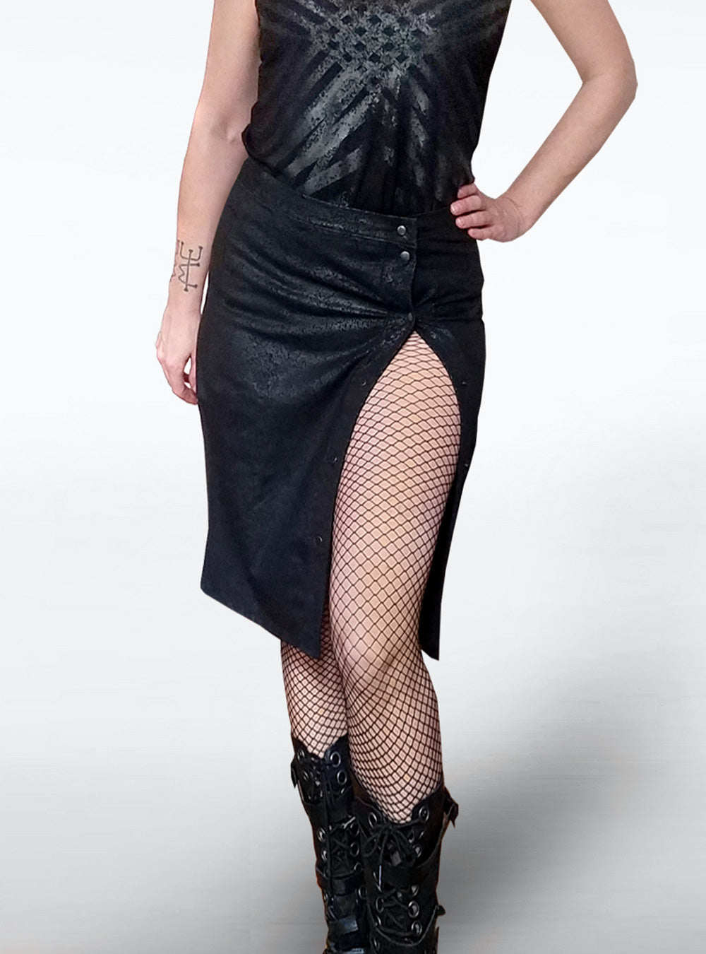 vegam-leather-skirt-midi-black-hpb | HybridPunkBerlin