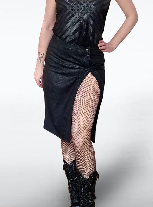 vegam-leather-skirt-midi-black-hpb | HybridPunkBerlin