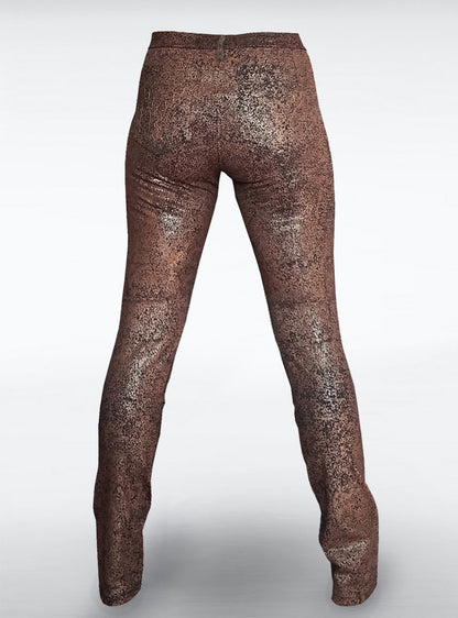 vegan-leather-pants-brown-cotton-girls-stretch | HybridPunkBerlin